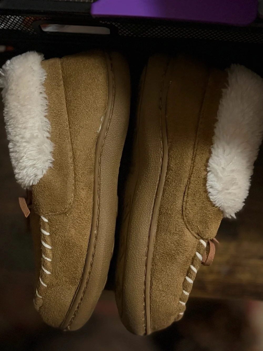 Merrimac Kids Tan Fuzzy Moccasin Slippers (13-1)